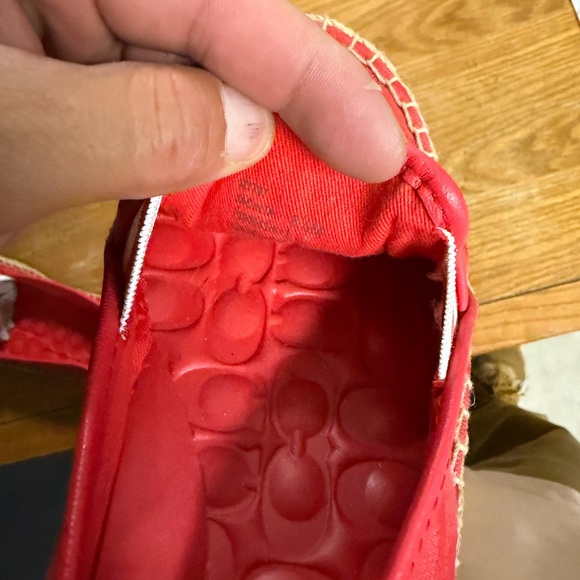 Coach Red Canvas Espadrille Slip-Ons - Picture 4 of 6